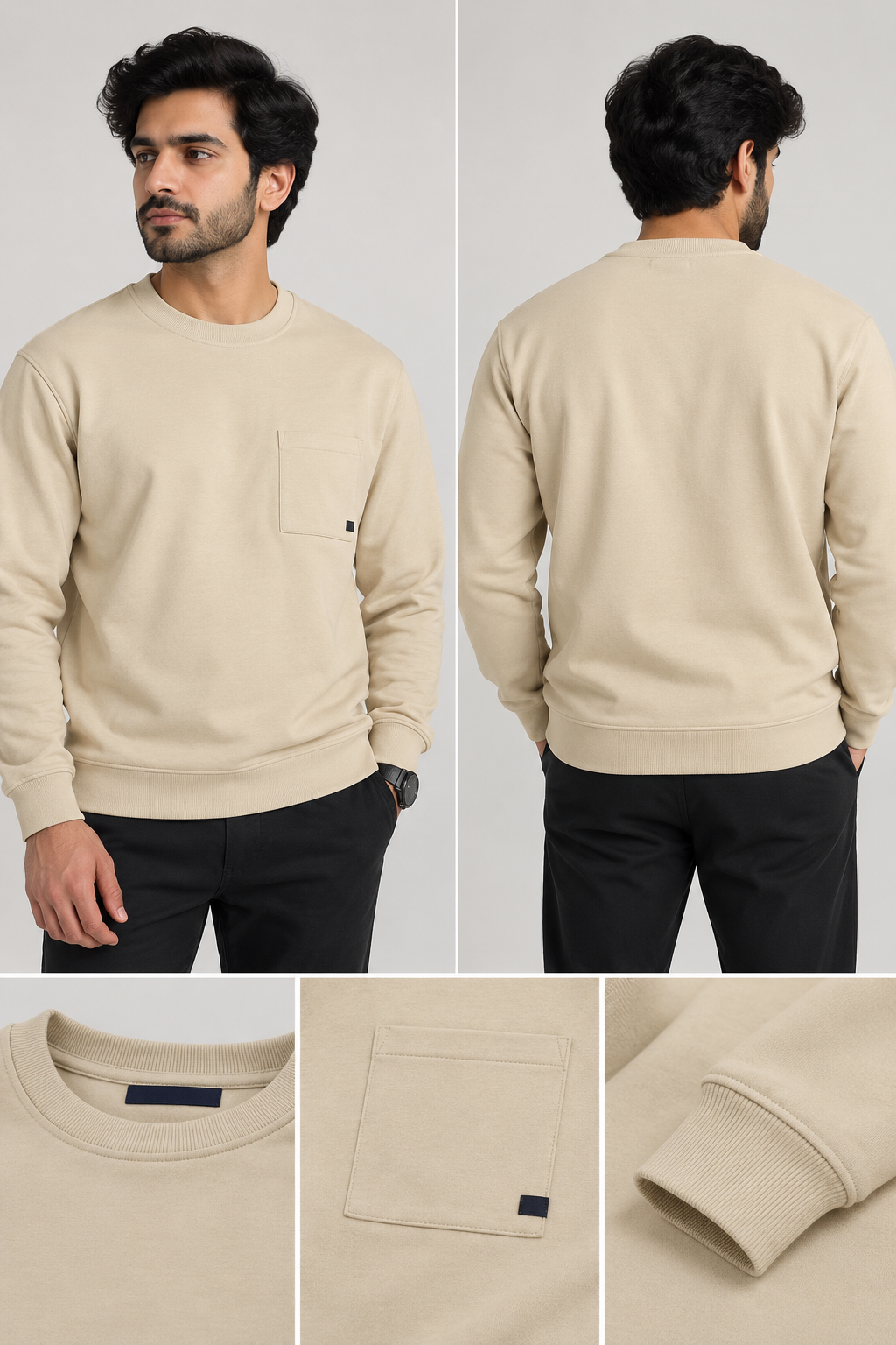 Sand Pocket Crew Neck Sweatshirt