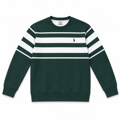 Green and White Stripe Terry Sweatshirt