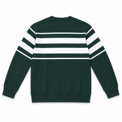 Green and White Stripe Terry Sweatshirt