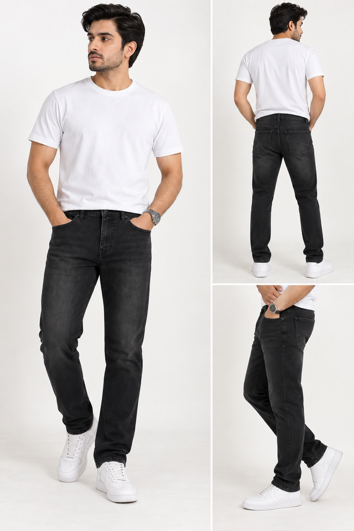 Black Washed Slim Fit Jeans