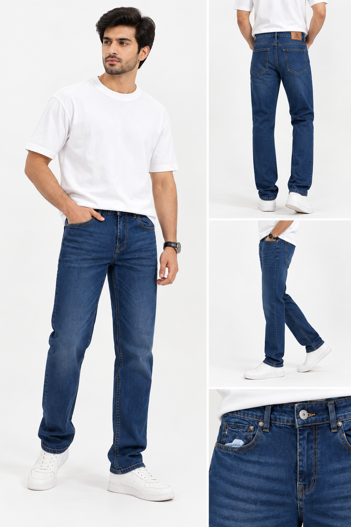Blue Stonewash Regular Fit Jeans