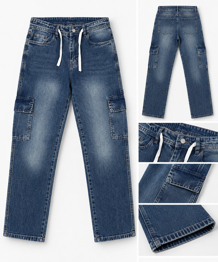 Blue Baggy Cargo Jeans