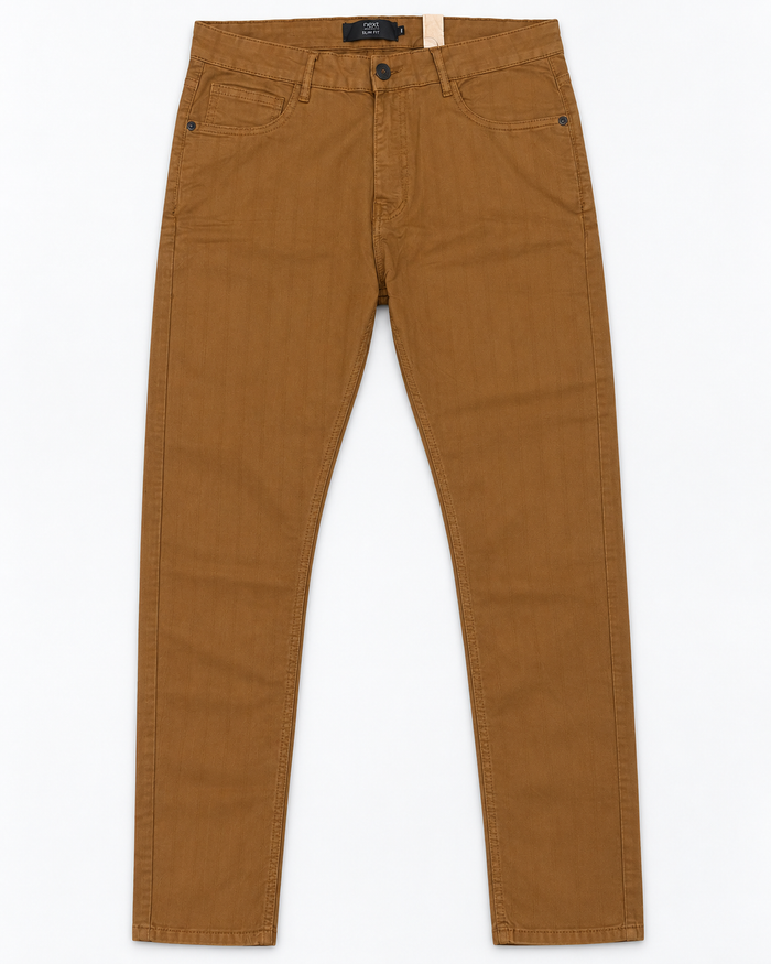 Tan Slim Fit Cotton Jeans
