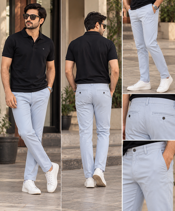 Light Grey Slim Fit Cotton Jeans
