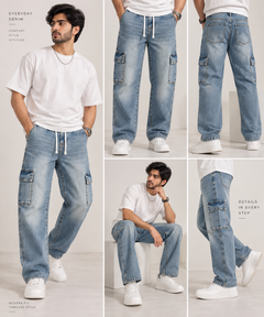 Light Blue Baggy Cargo Jeans