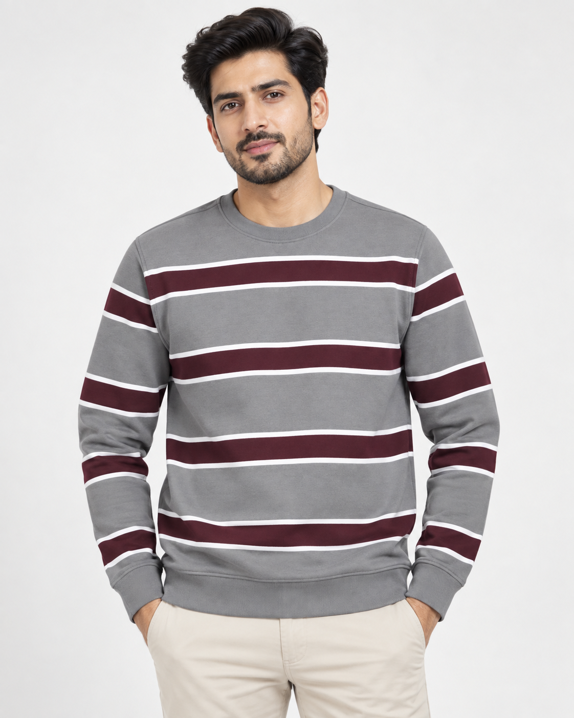 Grey and Black Stripe Sweatshirt