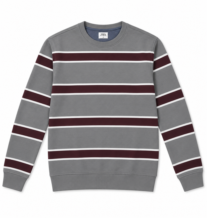 Grey and Black Stripe Sweatshirt